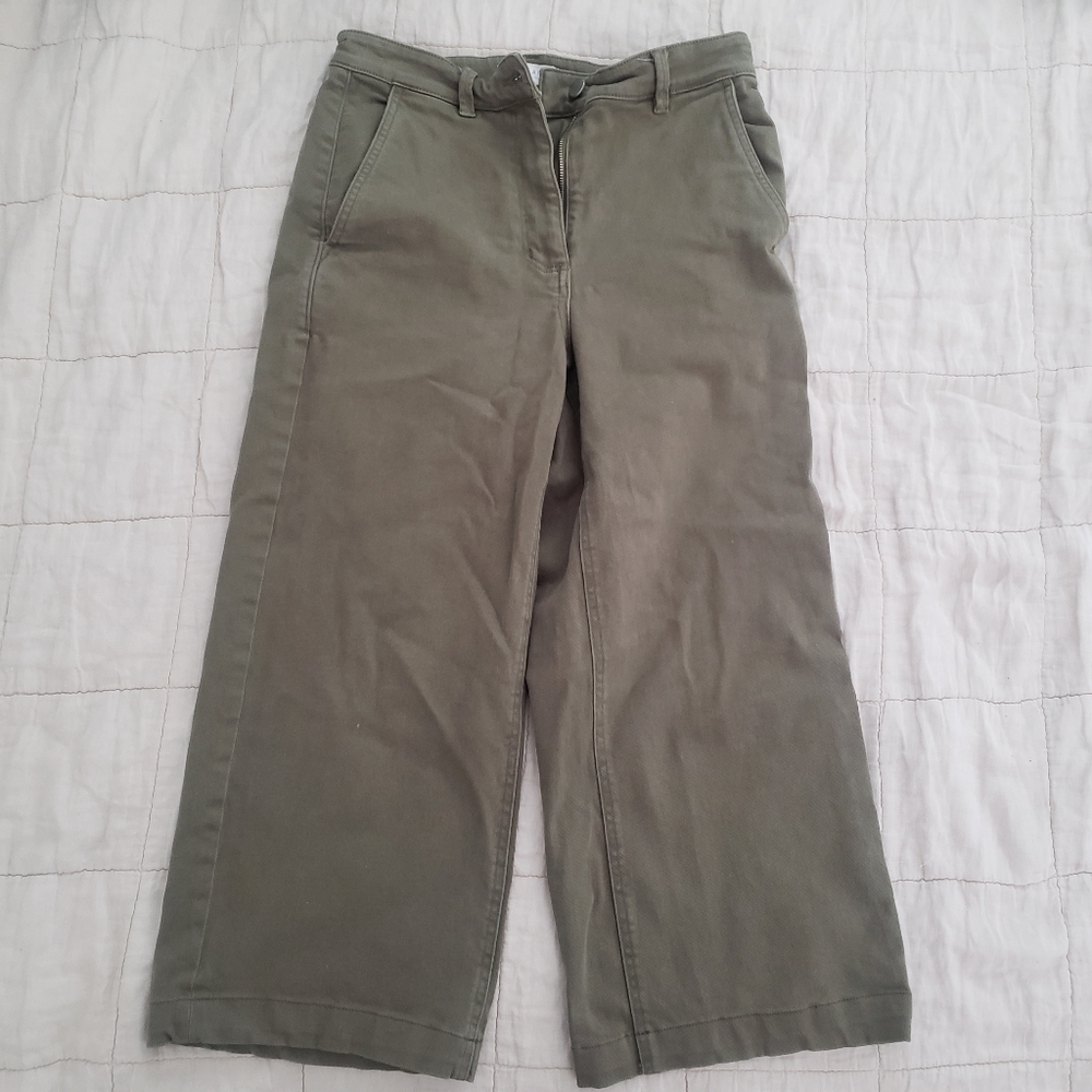 Everlane high rise wide leg crop army/olive green pants